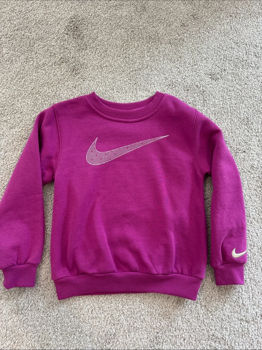 Nike Kids Magenta Crewneck Sweatshirt with Swoosh